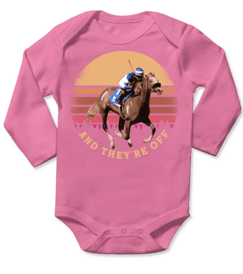 And Theyre Off - Funny Horse Racing at Vintage Long Sleeve Baby One-Piece