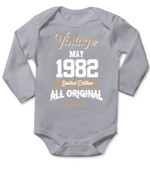 May 1982 Vintage Birthday Present Long Sleeve Baby One-Piece