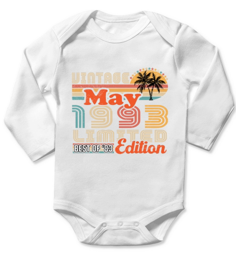 May 1993 Vintage Birthday Gift Long Sleeve Baby One-Piece
