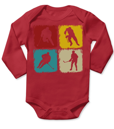Retro Hockey Lover Classic Vintage Style Hockey Long Sleeve Baby One-Piece