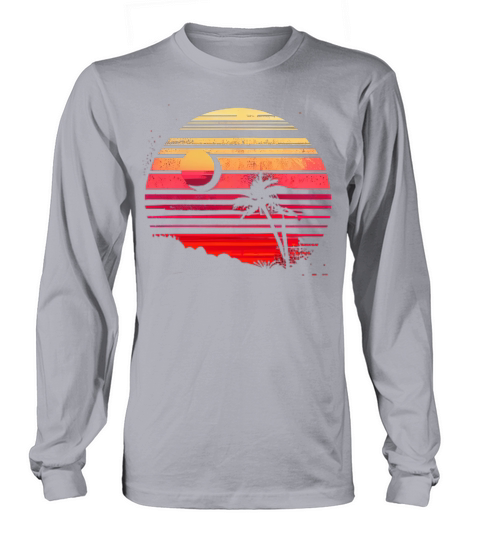 Vintage Retro Moonlight Watercolor Beach Vacation Long sleeved Unisex