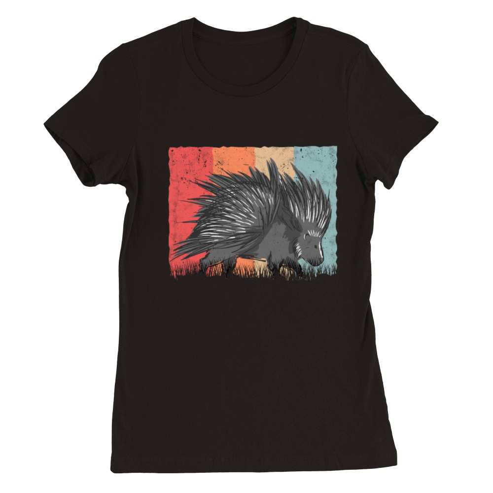 Porcupine Vintage Retro Premium Womens Crewneck T-shirt