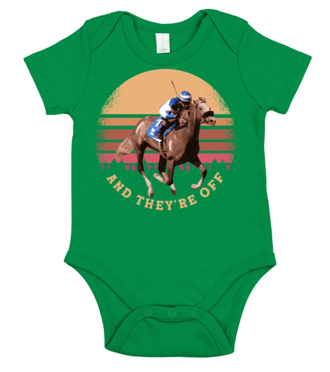 And Theyre Off - Funny Horse Racing at Vintage Short Sleeve Baby One-Piece
