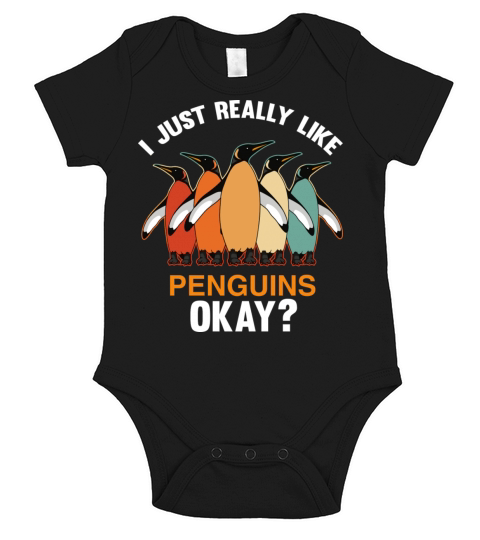 I Just Really Like Penguins Ok Penguin Vintage Short Sleeve Baby One-Piece