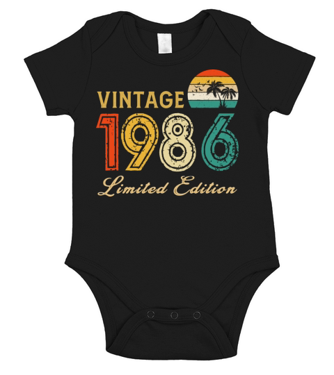 Vintage 1986 Limited Edition Made In 1986 Birthday Short Sleeve Baby One-Piece
