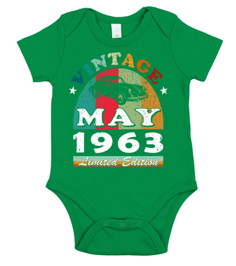 Vintage born May 1963 Birthday May 1963 Short Sleeve Baby One-Piece