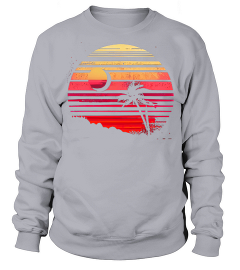 Vintage Retro Moonlight Watercolor Beach Vacation Sweatshirt Unisex