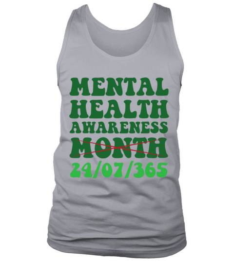 Mental Health Awareness Month Groovy Funny Green Tank Top Unisex