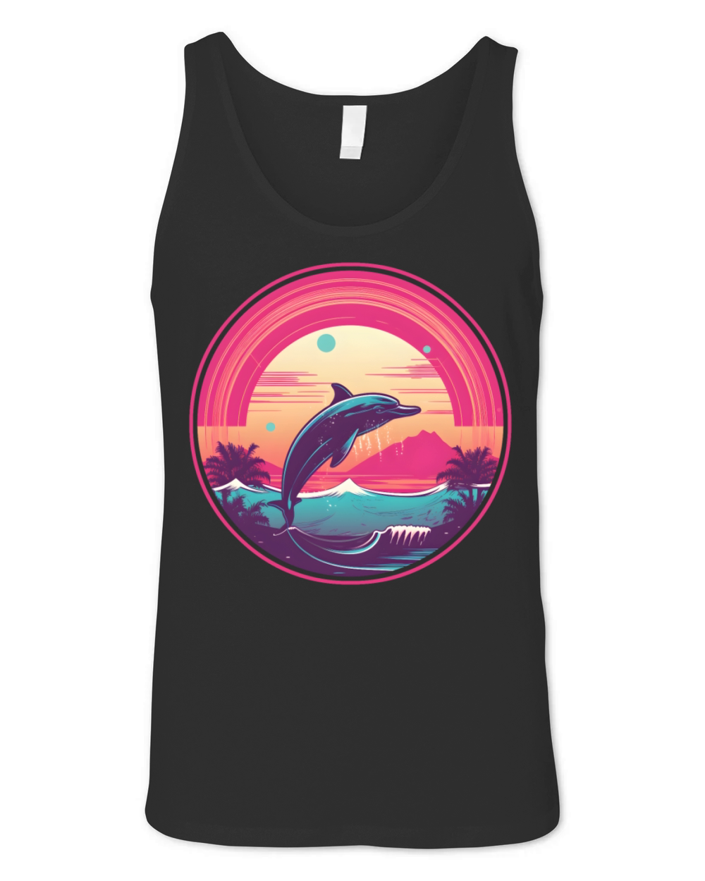 Retro Style 80s 90s Vintage Dolphin Lovers Unisex Jersey Tank