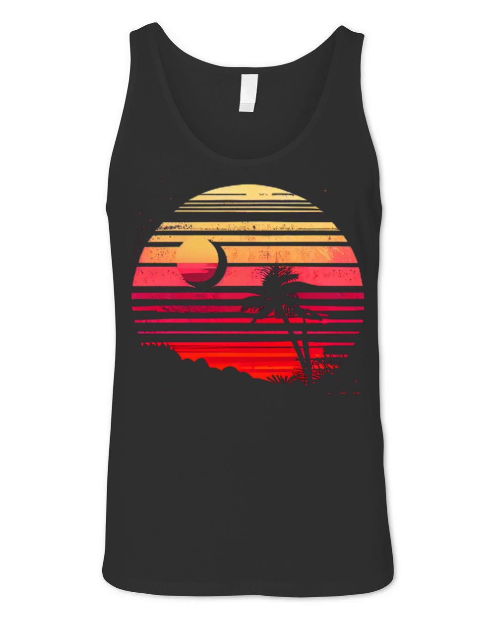 Vintage Retro Moonlight Watercolor Beach Vacation Unisex Jersey Tank