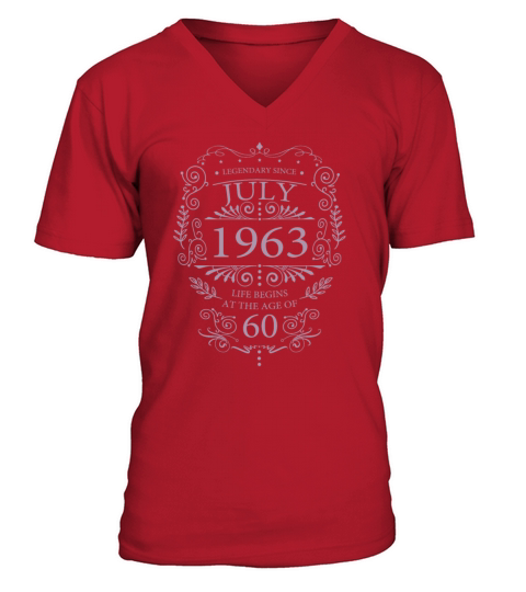 birthday Quotes 60th birthday july 1963 vintage V-Neck T-shirt