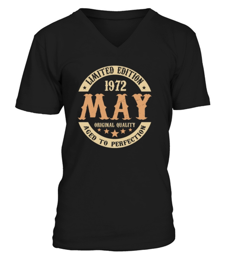 May 1972 Vintage Birthday Present V-Neck T-shirt