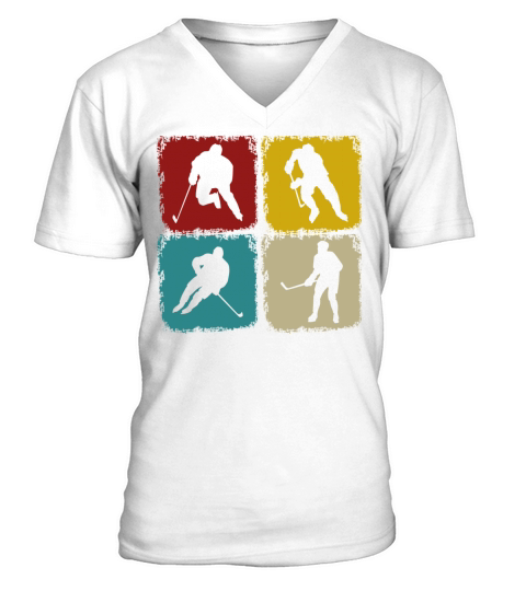 Retro Hockey Lover Classic Vintage Style Hockey V-Neck T-shirt