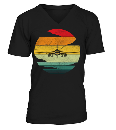 Retro Vintage Airplane Design Pilot V-Neck T-shirt