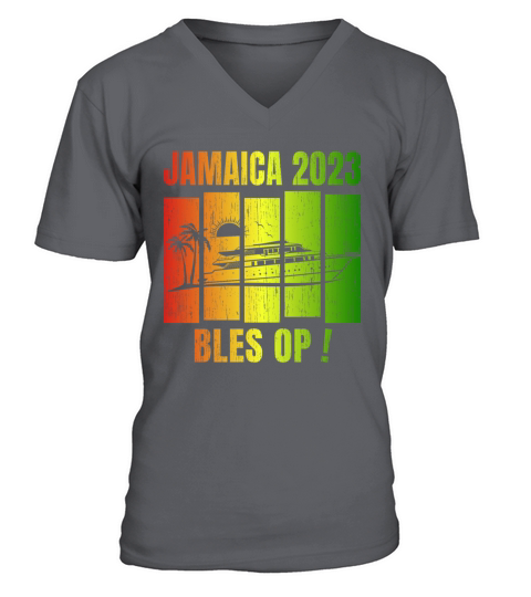 Retro Vintage Jamaica Family Vacation Cruise 2023 V-Neck T-shirt