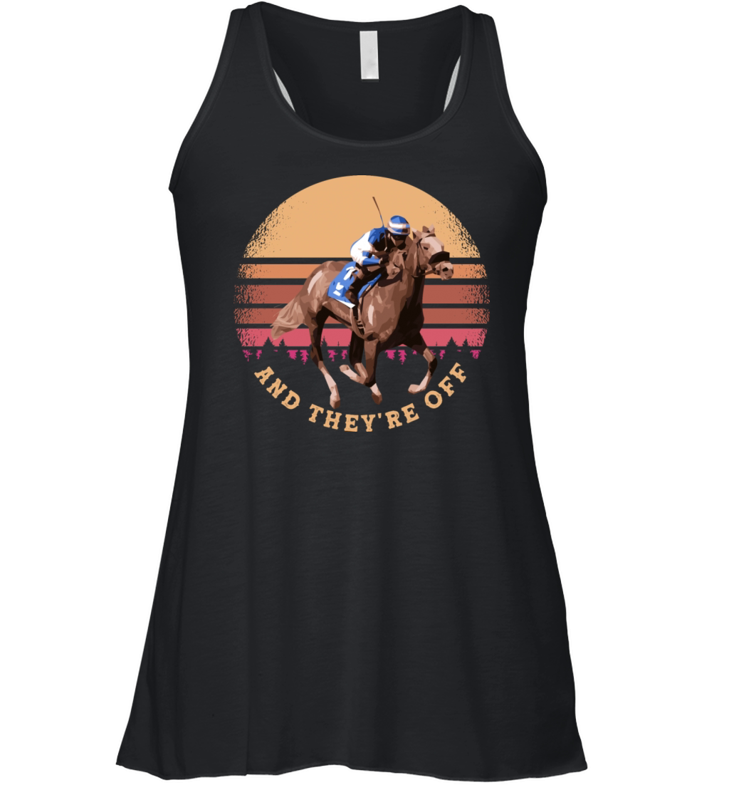 And Theyre Off - Funny Horse Racing at Vintage Women's Flowy Tank Top