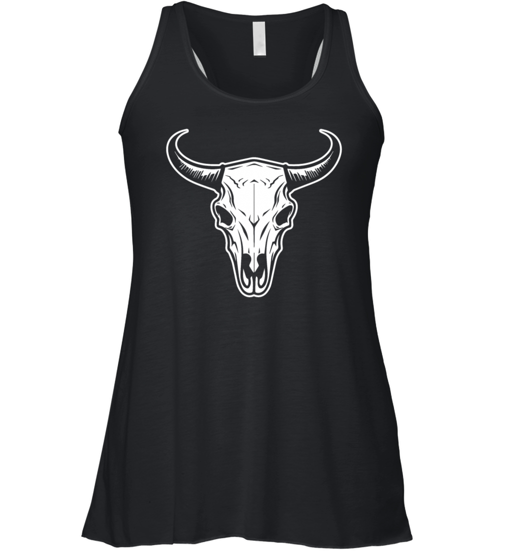Cow Skull Boho Women's Flowy Tank Top