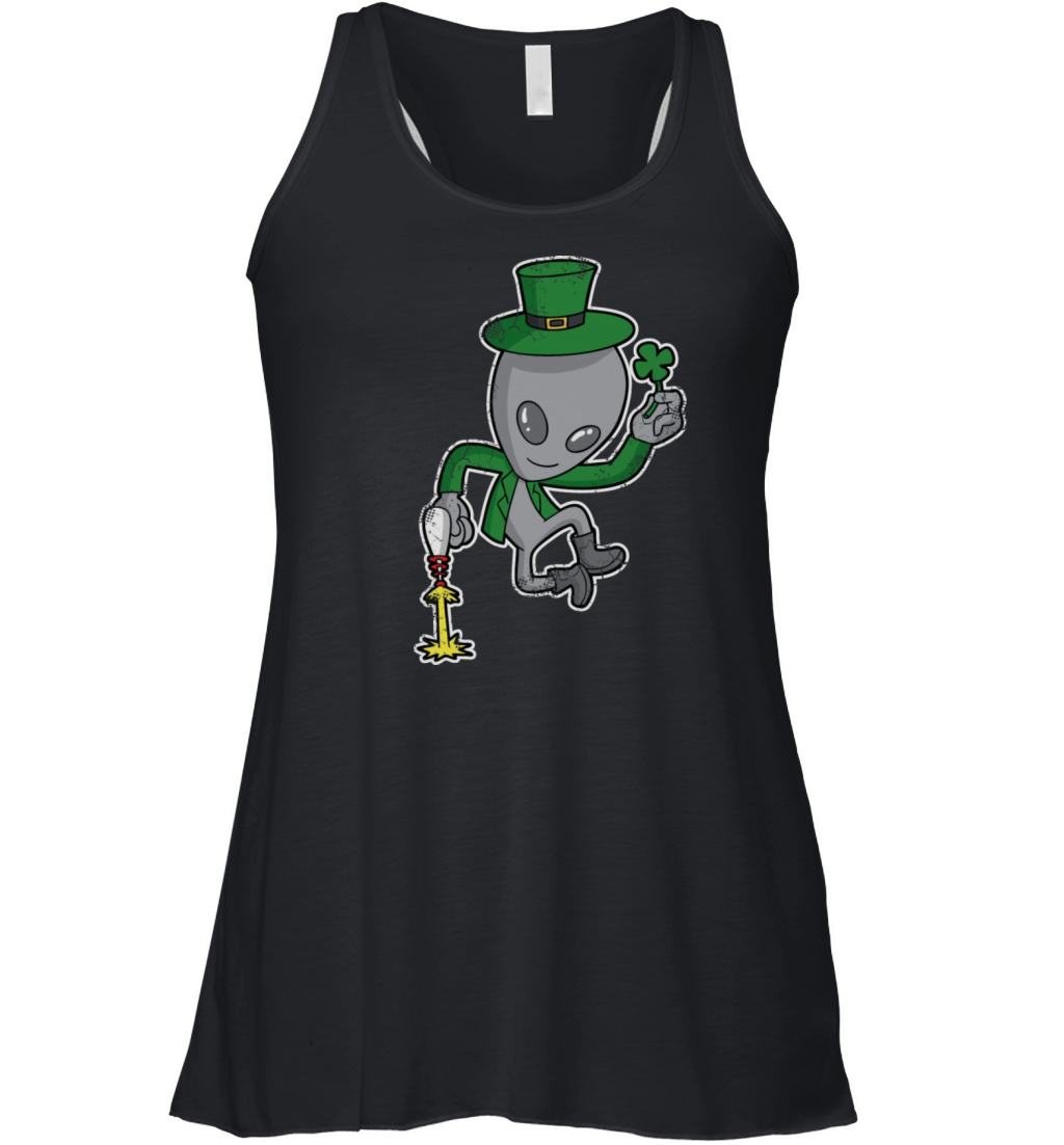 Lucky Aliens Leprechaun Irish St Patrick s Day Women's Flowy Tank Top