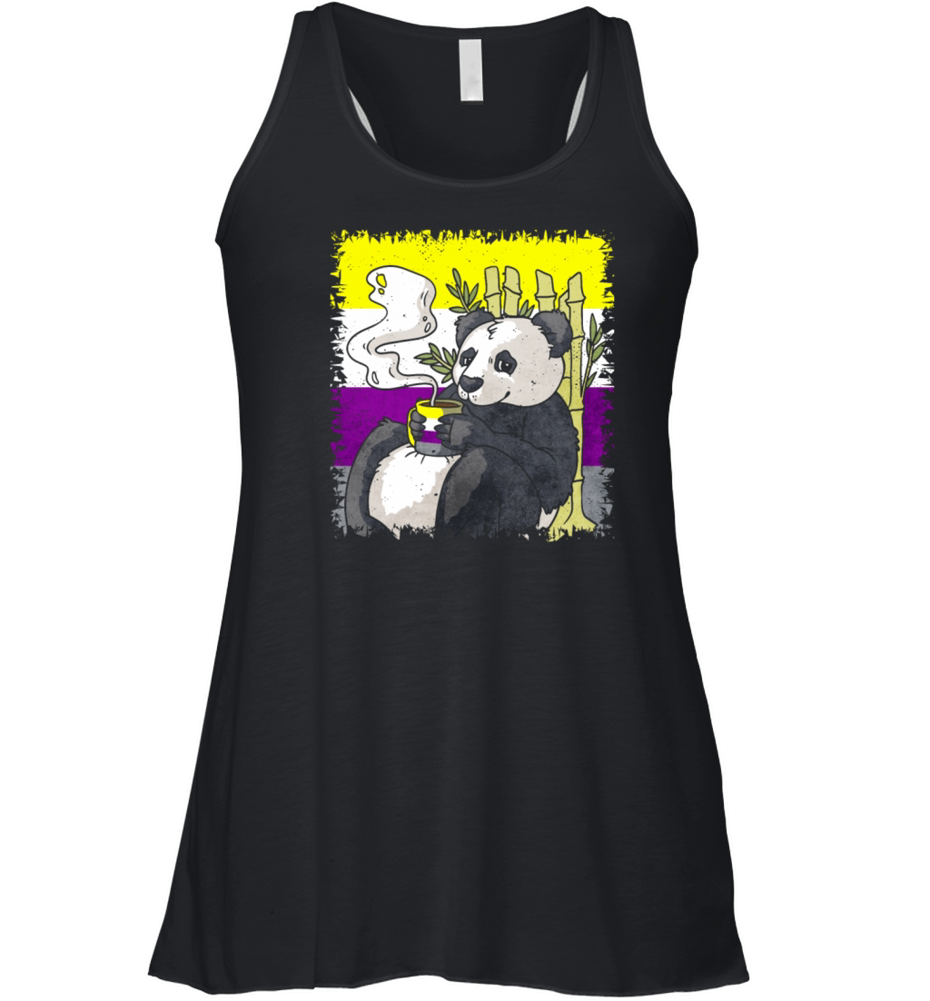 Non Binary Pride Flag Panda Coffee Sublte LGBTQ Women's Flowy Tank Top