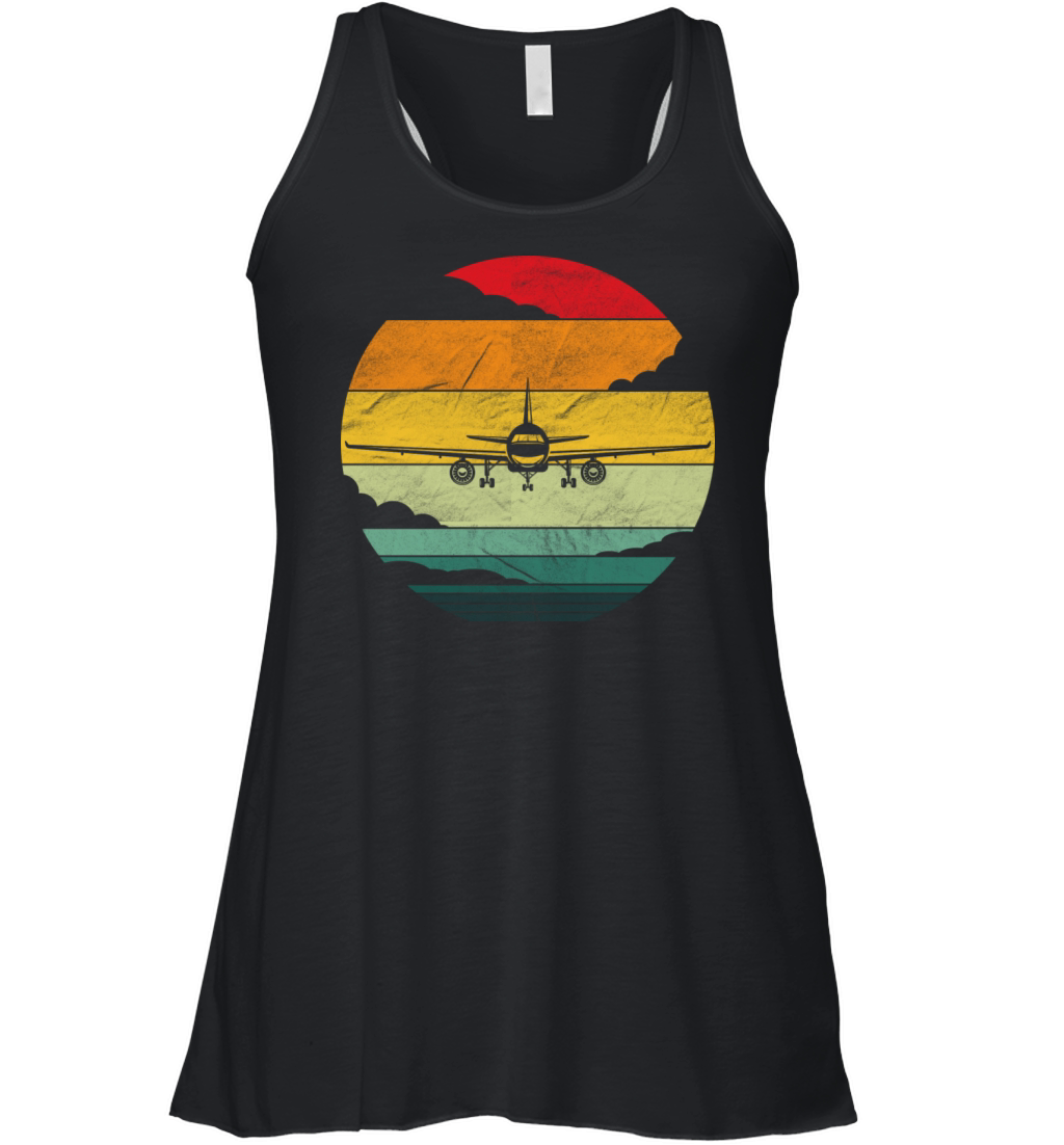 Retro Vintage Airplane Design Pilot Women's Flowy Tank Top
