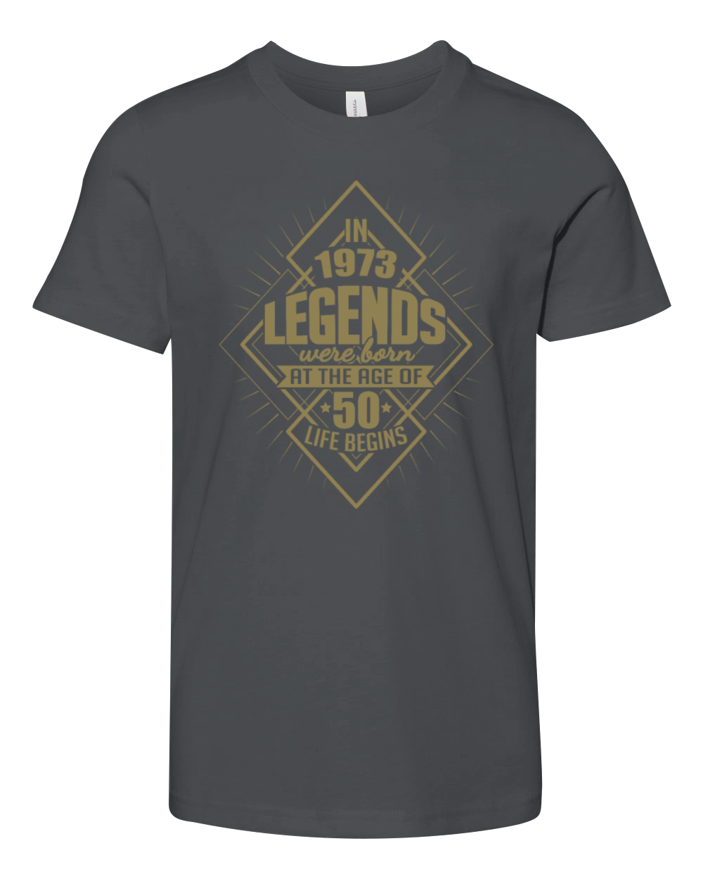 In 1973 legends were born life begins at 50 Youth Unisex Jersey Tee