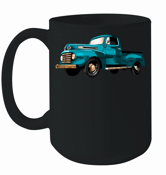 Retro Vintage American Classic Car in blue Ceramic Mug