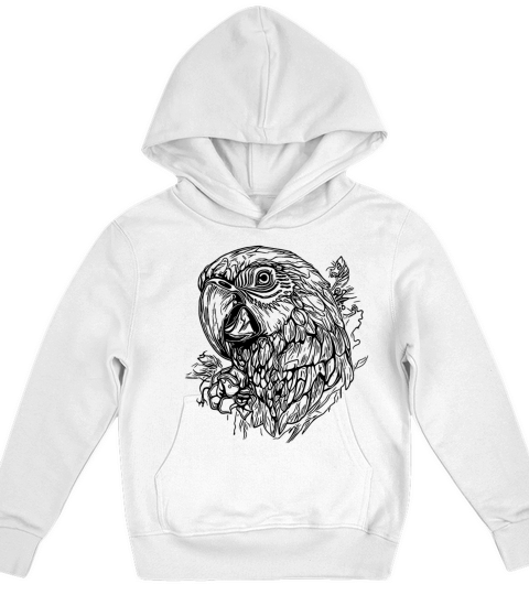 Parrot Portrait Elegant Vintage Bird Kids Hoodie