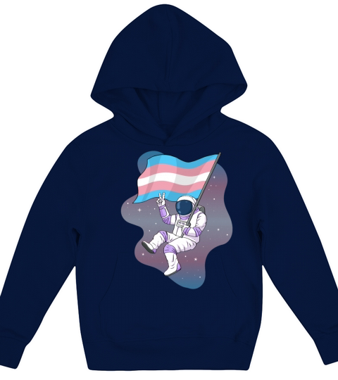 Transgender Pride Trans Flag Space Astronaut Kids Hoodie