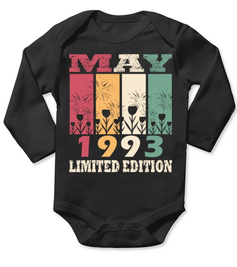 30th Birthday Vintage May 1993 Made in 1993 Long Sleeve Baby One-Piece