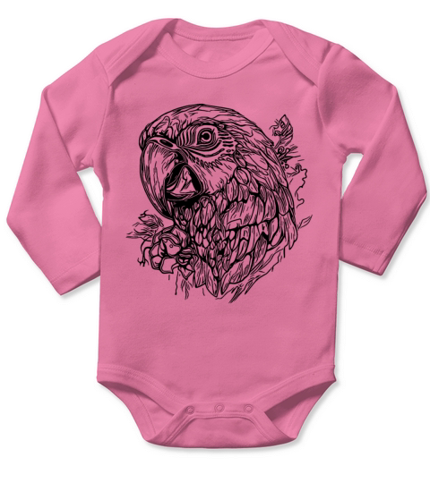 Parrot Portrait Elegant Vintage Bird Long Sleeve Baby One-Piece
