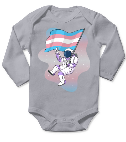 Transgender Pride Trans Flag Space Astronaut Long Sleeve Baby One-Piece