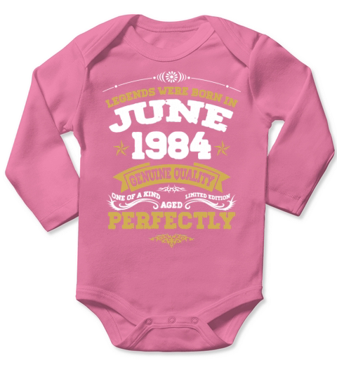 Vintage Aged To Perfection June 1984 Long Sleeve Baby One-Piece