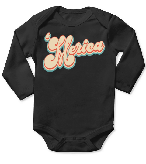 Vintage Classic America Patriotic 4th of July Long Sleeve Baby One-Piece