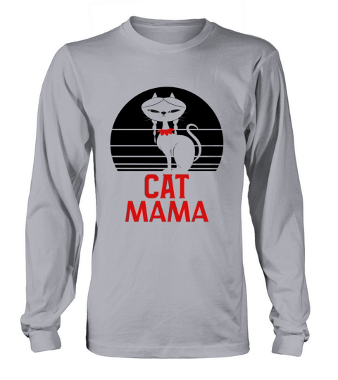 Womens Cat Mom Retro Vintage 80s Style Tee Long sleeved Unisex