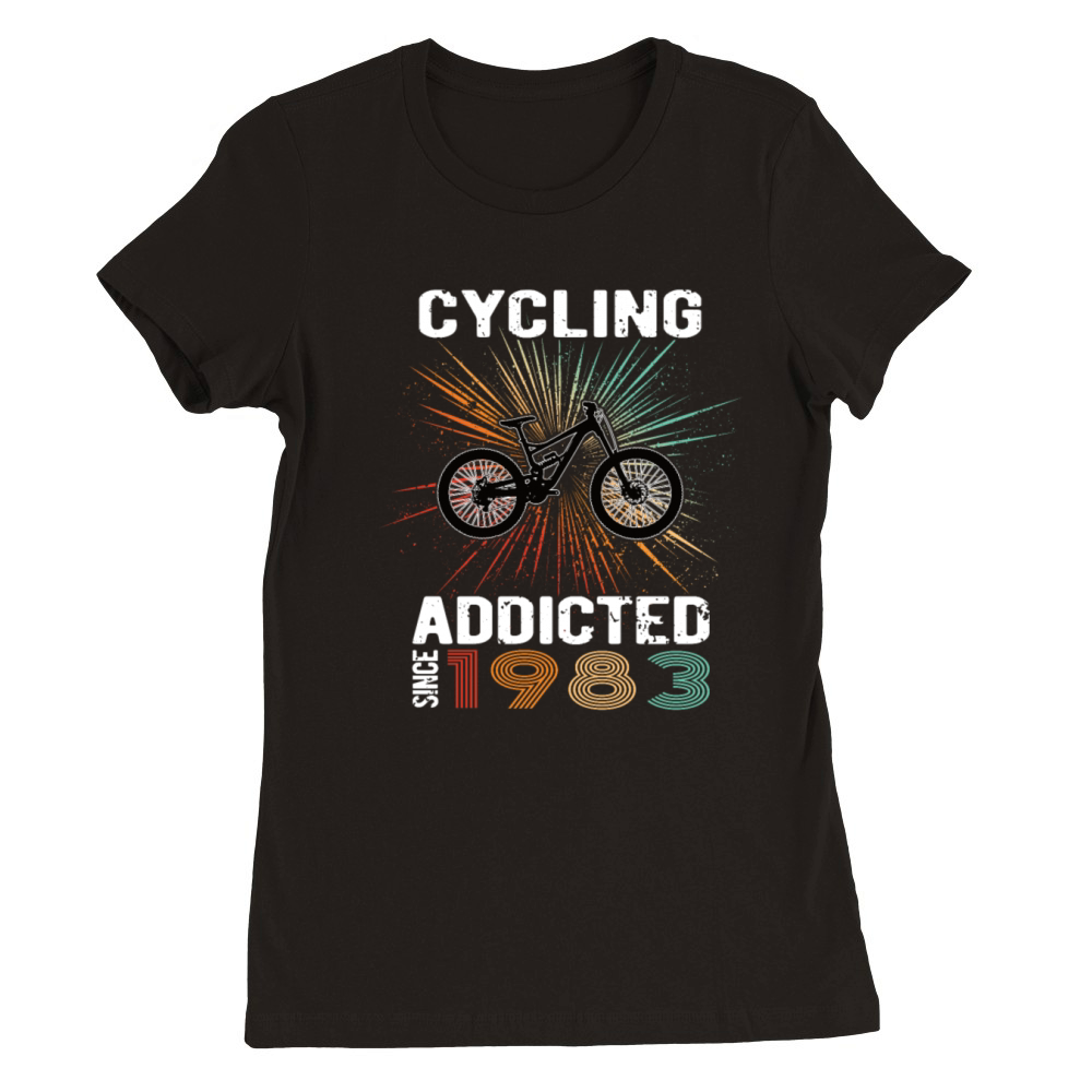 40 birthday 1983 vintage retro bicycle cyclist Premium Womens Crewneck T-shirt