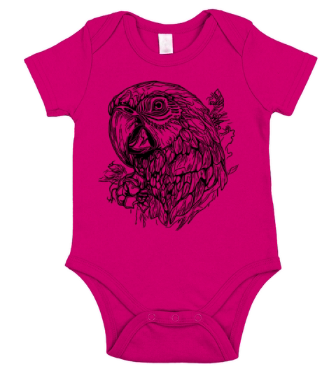 Parrot Portrait Elegant Vintage Bird Short Sleeve Baby One-Piece