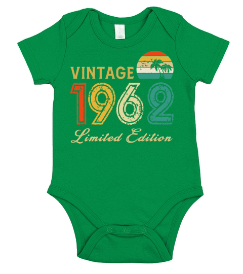 Vintage 1962 Limited Edition Made In 1962 Birthday Short Sleeve Baby One-Piece