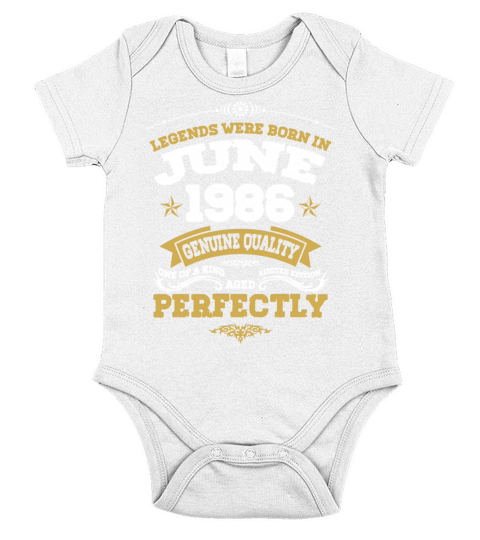 Vintage Aged To Perfection June 1986 Short Sleeve Baby One-Piece