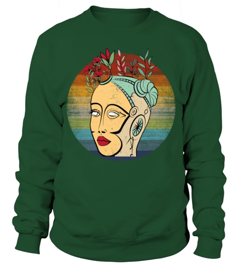 Robot Head Flowers Sweatshirt Unisex