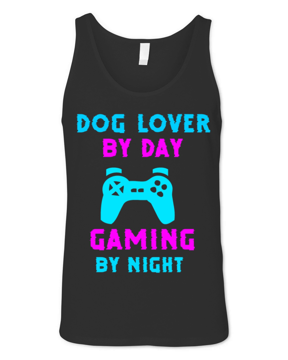 Dog lover by day gamer by night Unisex Jersey Tank
