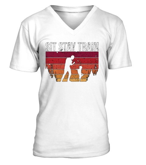 Animal Trainer Sit Stay Train Retro Dog Training V-Neck T-shirt