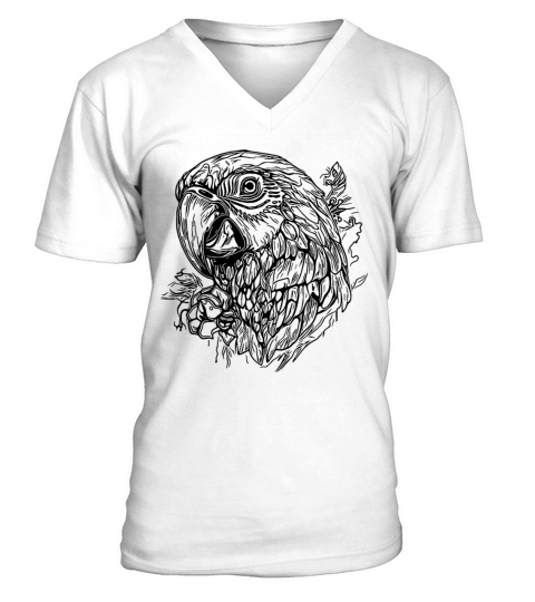 Parrot Portrait Elegant Vintage Bird V-Neck T-shirt