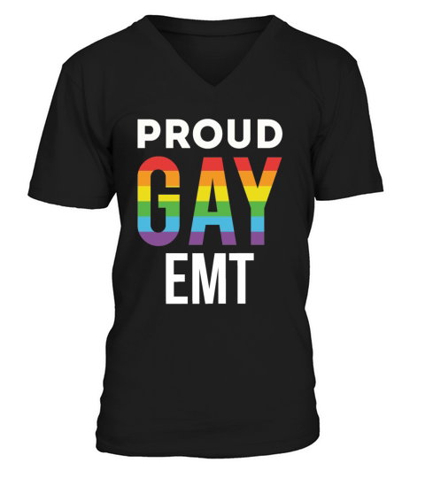 Proud Gay EMT Emergency Medical Technician V-Neck T-shirt