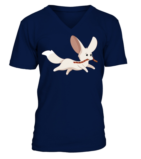 Rope Kawaii Running Fennec Fox Cute Adorable V-Neck T-shirt