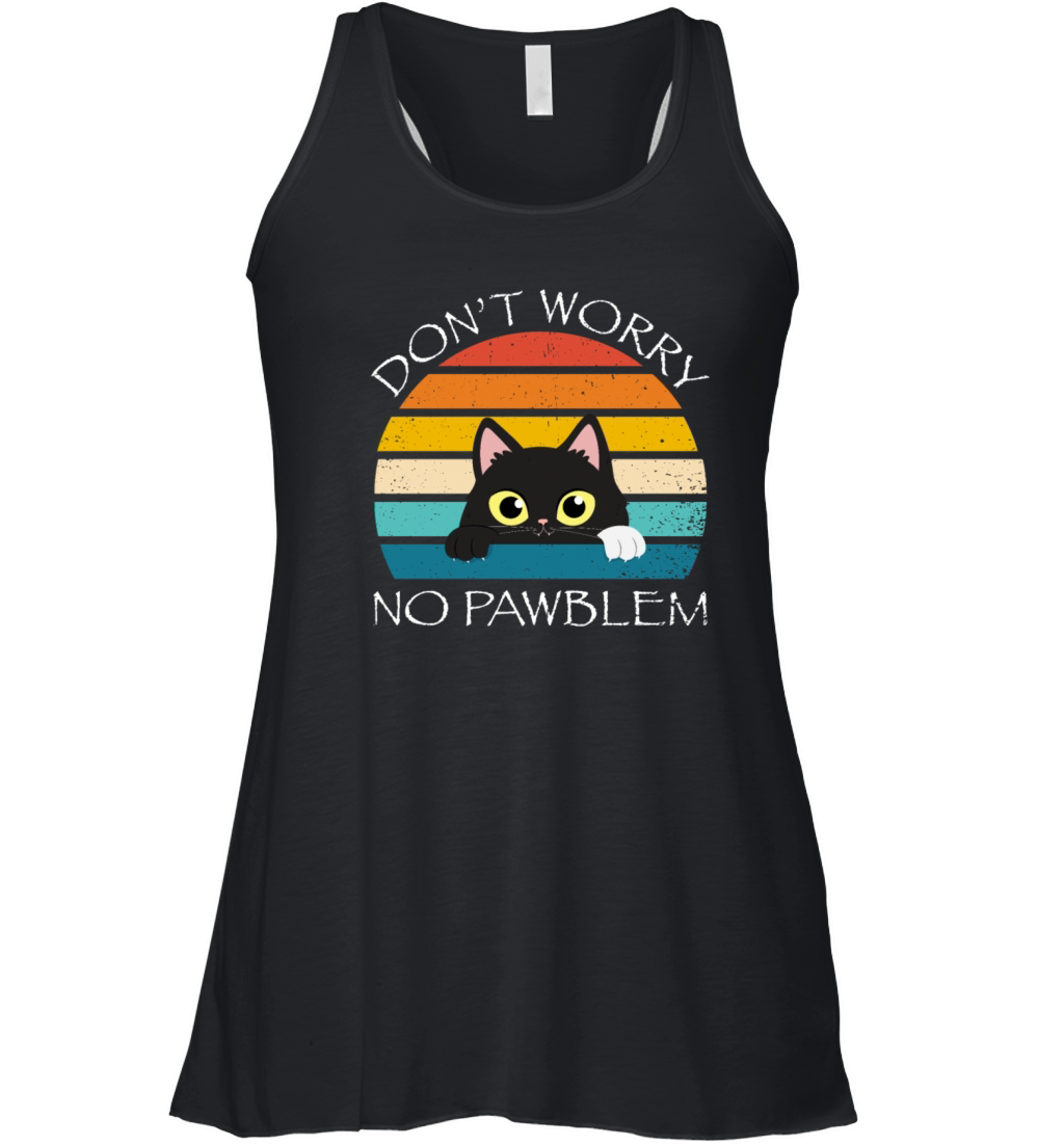 Dont Worry No Pawblem Cat Kitty Lover Vintage Women's Flowy Tank Top