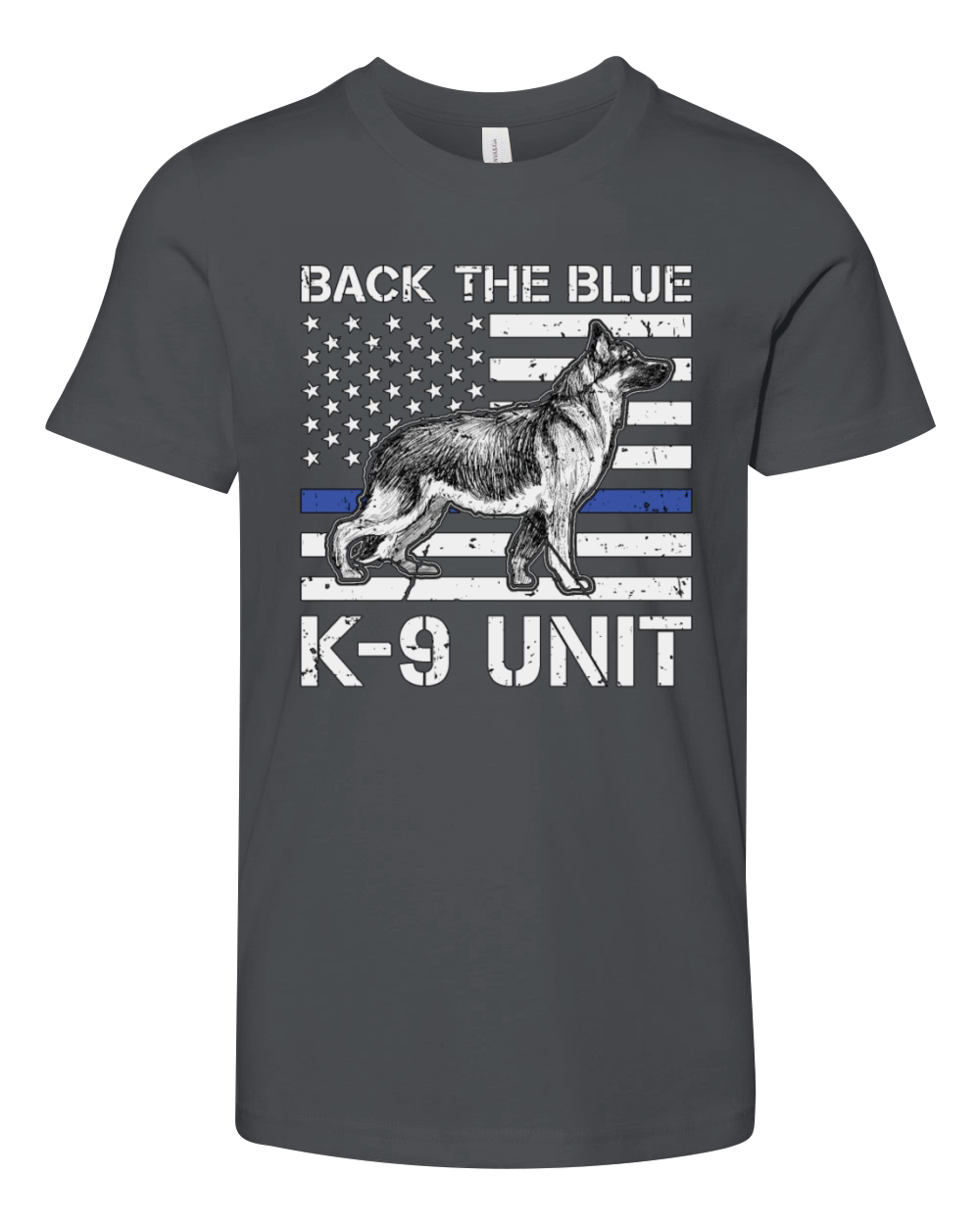 German Shepherd Back The Blue K-9 Unit Police Dogs Youth Unisex Jersey Tee