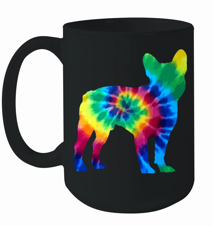 French Bulldog Tie Dye Vintage Hippie Dog Mom Dad Ceramic Mug