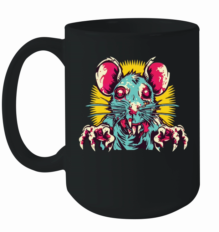 Horror Scary Retro Vintage Zombie Rat Ceramic Mug