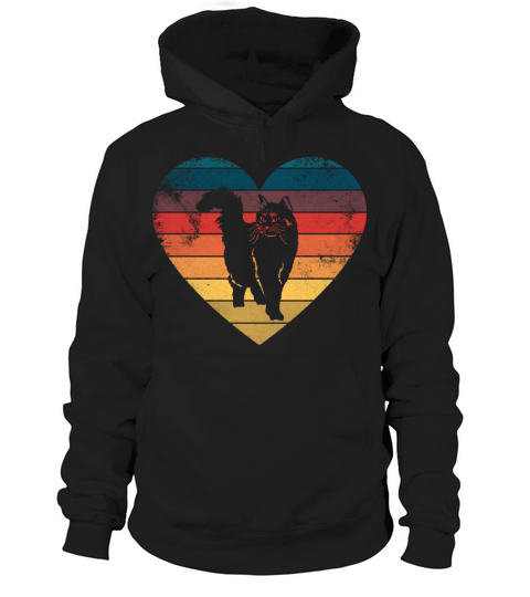 Funny Cat Heart Retro Vintage Cool For Cat Lover Hoodie Unisex