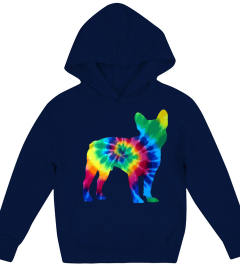 French Bulldog Tie Dye Vintage Hippie Dog Mom Dad Kids Hoodie